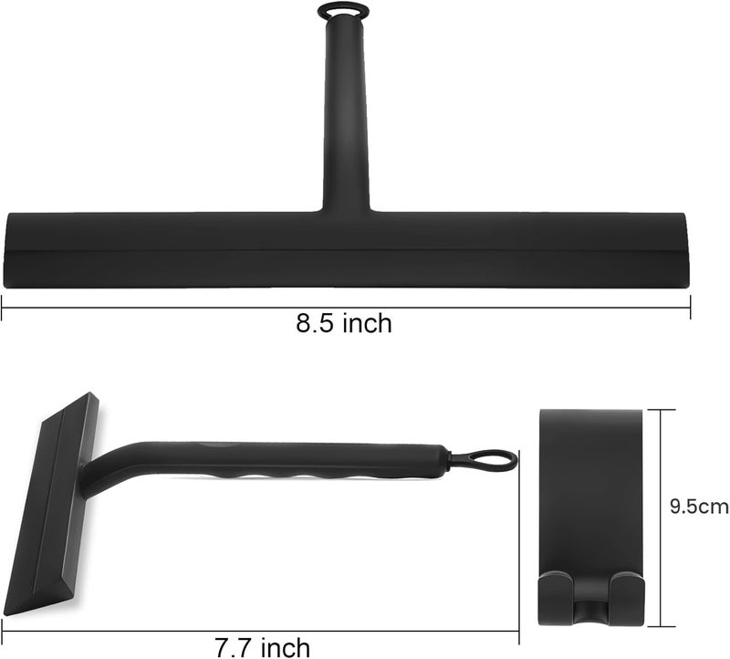 wlich Shower Squeegee for Glass Doors and Bathroom, Stainless Steel with Silicone Blade, Window and Mirror Cleaner with No-Drill Hook, Streak-Free Cleaning Tool - Image 2